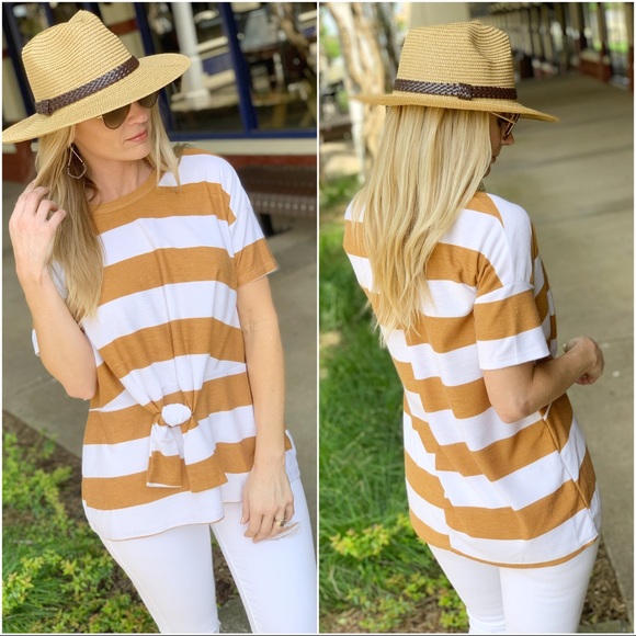 ✨LAST ONE✨Knot Today Striped Tie Front Tunic - Picture 3 of 5